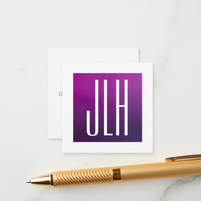 Lila Ombre & White Initialer eller annan text Tilläggskort (Fram/Back In Situ)