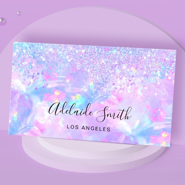 lila opal gemstone faux glitter visitkort (Skapare uppladdad)