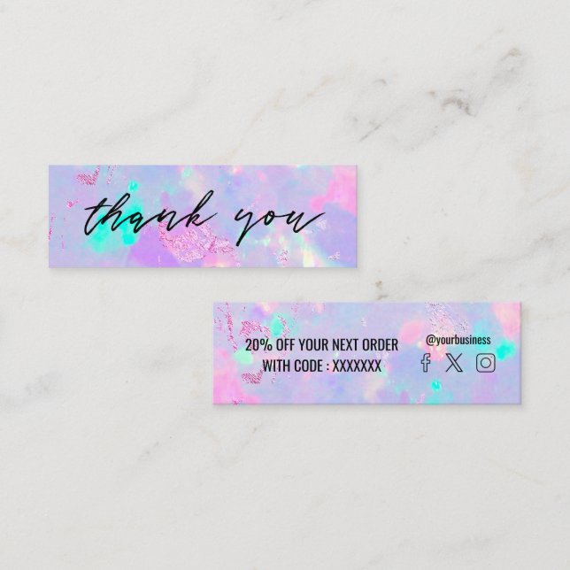 lila opal gemstone-rabattkort mini visitkort (Fram/baksida)