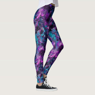 Lila Opal Vatten Leggings - Abstrakt Crystals