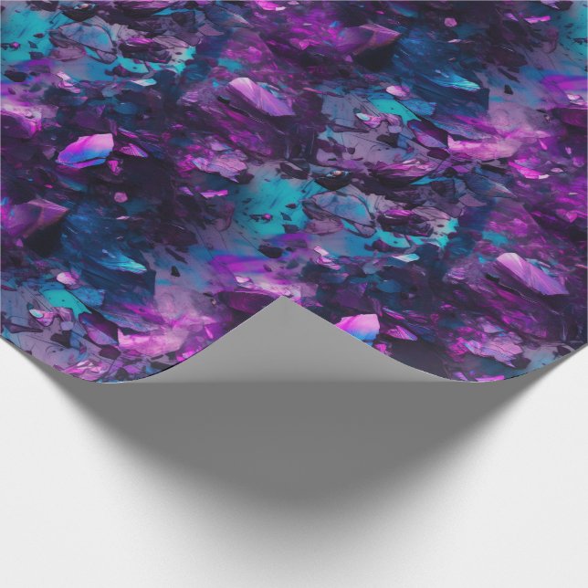 Lila Opal Vatten Wrapping Papper Abstrakt Crystals Presentpapper (Hörn)