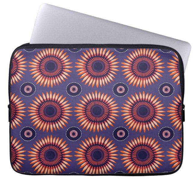 Lila Orange African Circular Shweshwe Laptop Fodral (Framsidan)