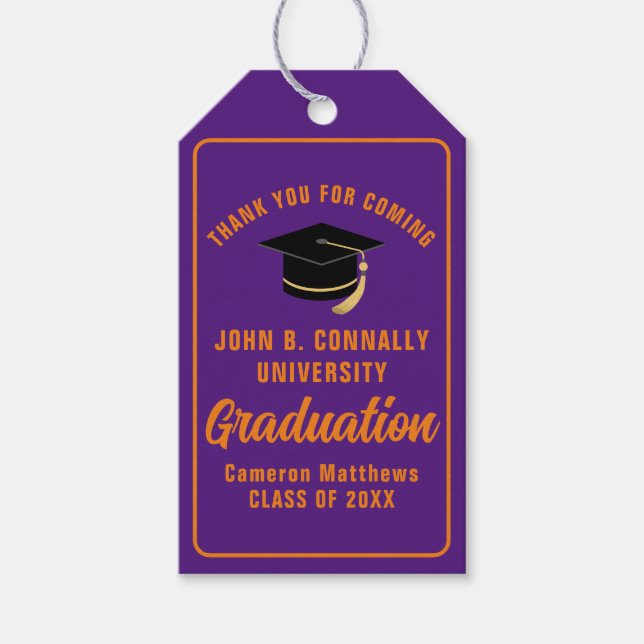 Lila Orange Anpassningsbar 2024 Studentfest Presentetikett (Framsidan)