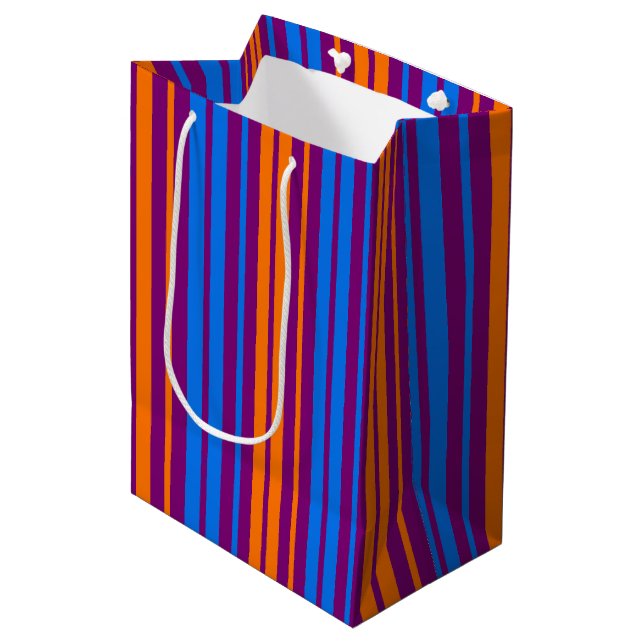 Lila Orange Blå Vertikalt Randigt Mönster   (Framsidan Vinklad)