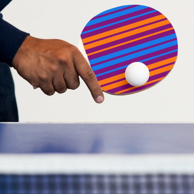 Lila Orange Blå Vertikalt Randigt Mönster   Pingisracket (Insitu)