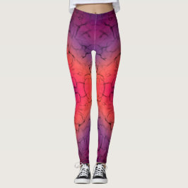 Lila Orange Black Abstract Design Mönster Leggings