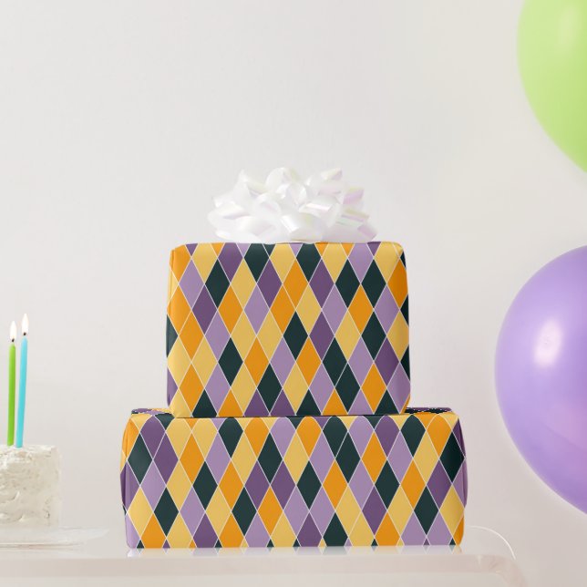 Lila Orange Black Fold Roligt Fall Gift Presentpapper (Festgåvor)