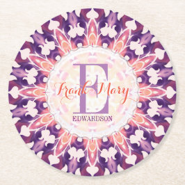 Lila Orange Bluebell Sol Monogram Papper Underlägg