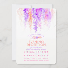 Lila orange bröllop kvällsmottagning inbjudan