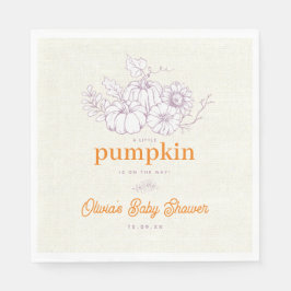 Lila Orange Burlap Little Pumpkin Baby Shower Pappersservett