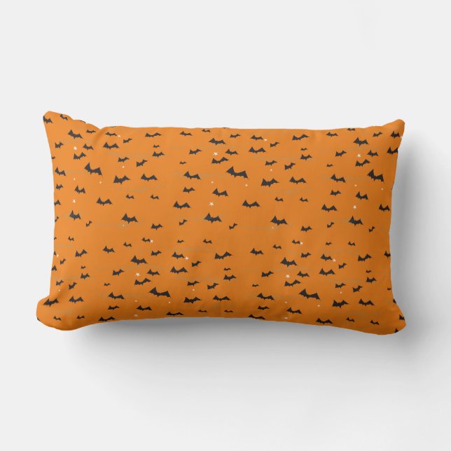 Lila Orange Fladdermus Halloween Pillow Lumbarkudde (Framsida)