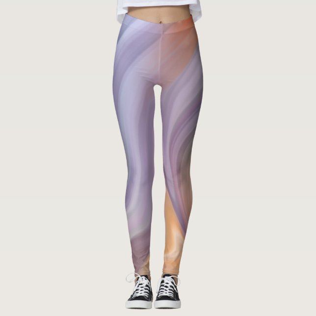 Lila orange - flytande konstutskrifter leggings (Framsida)