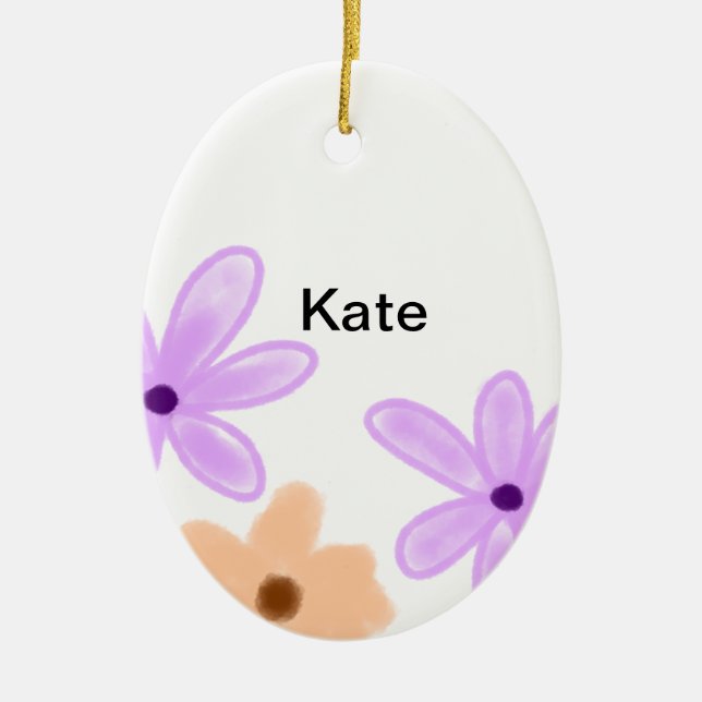 Lila orange före blommigtens vattenfärg lägga till julgransprydnad keramik (Framsidan)