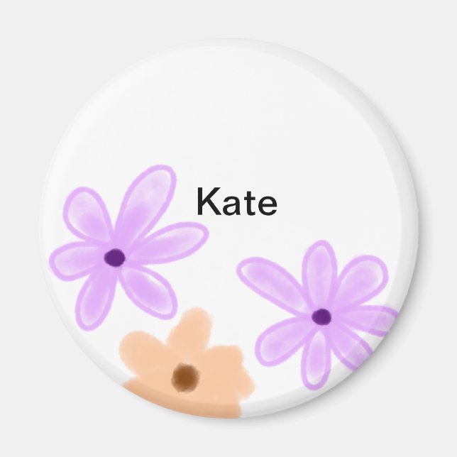 Lila orange före blommigtens vattenfärg lägga till magnet (Framsidan)