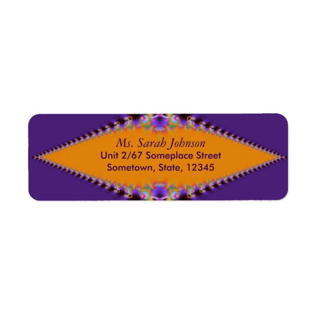 Lila Orange: Fractal Snöre : Returadress Etikett (Framsidan)