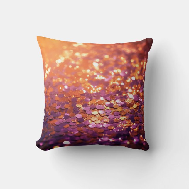 Lila Orange Glitter Bakgrund-77996 Kudde (Framsida)
