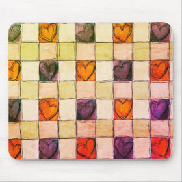 Lila orange grönt hjärta gingham Mouse pad Musmatta