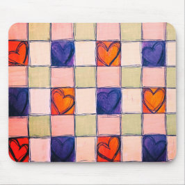 Lila orange grönt hjärta gingham Mouse Pad Musmatta
