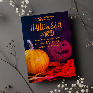 Lila orange gult halloween pumpor inbjudningar