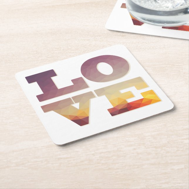 Lila/orange/gult kärlek underlägg papper kvadrat (Vinklad)
