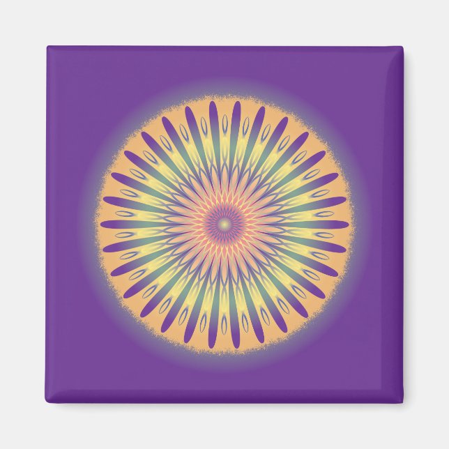 Lila Orange Gult Psychedelic Mandala Magnet (Framsidan)