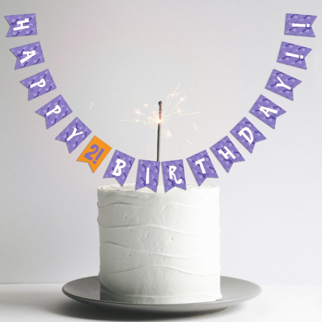 Lila & orange Halloween barns födelsedag party Vimplar (Purple and orange Halloween themed birthday party Bunting Flags
)