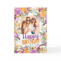 Lila orange höst blomsterglada födelsedagsfoto