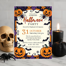 Lila Orange Kuslig Halloweenpumpafest Inbjudningar