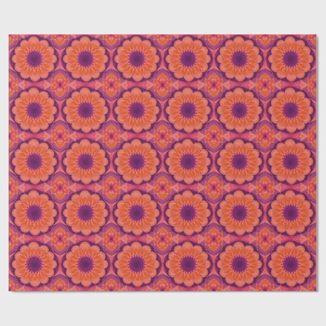 Lila Orange Mandala Presentpapper (Platt)