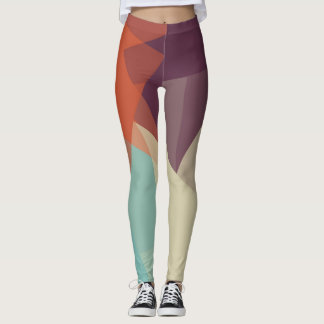 Lila Orange Mint Modern Geometric Mönster Leggings
