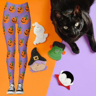 Lila Orange Personlig Lycklig Jack o lantern Leggings