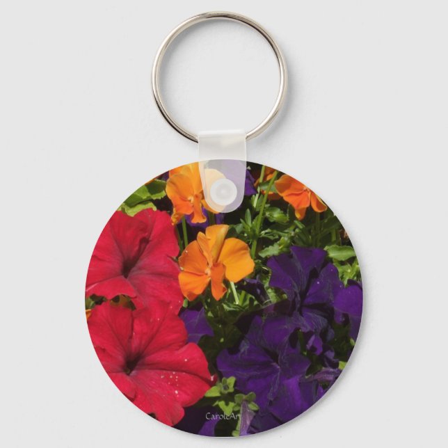 Lila Orange Petunias Nyckelring (Framsida)