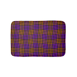 Lila Orange Plaid Checker Sömlöst Mönster Badrumsmatta