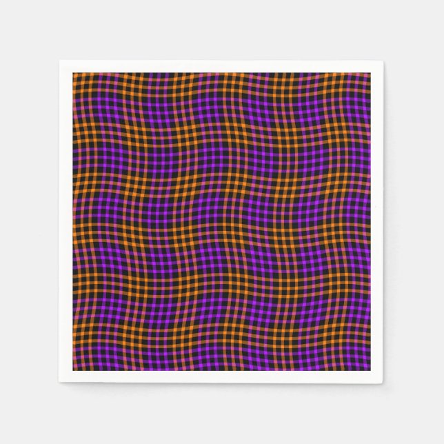 Lila Orange Plaid Checker Sömlöst Mönster Pappersservett (Framsidan)