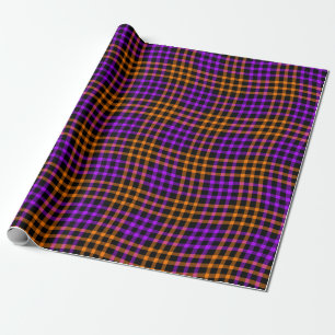 Lila Orange Plaid Rutig Sömlöst Mönster Presentpapper