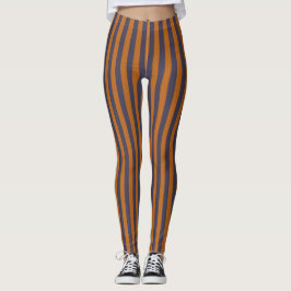 Lila Orange Randigt Mönster Leggings
