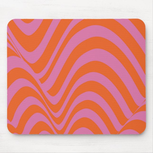 Lila Orange Retro Liquid Groovy Rand Mönster Musmatta (Framsidan)