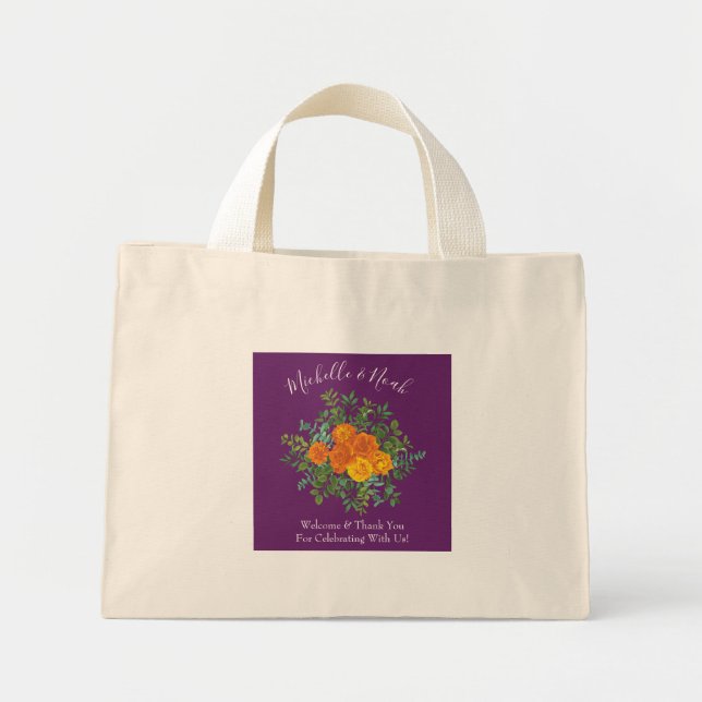 Lila Orange Ro Bröllop Vår Mini Tygkasse (Framsidan)