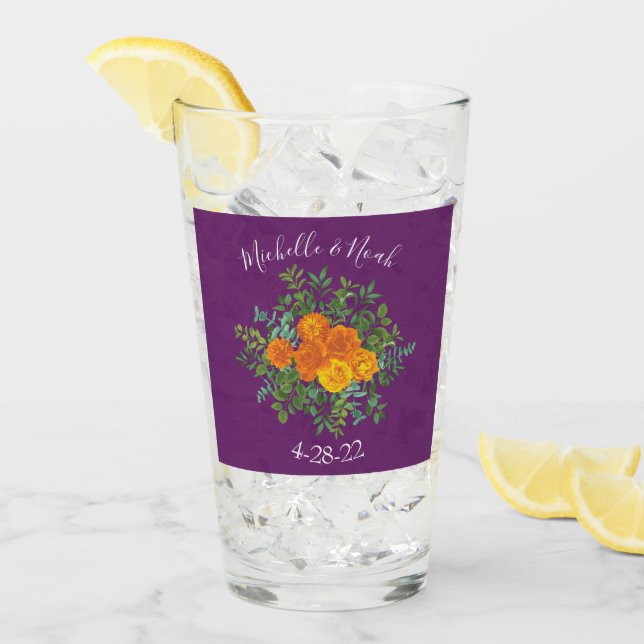 Lila Orange Ros Bröllop Vår Glaskopp (Framsida Ice)