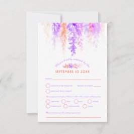 Lila orange rosa av vattenfärgssegmentad bröllop O OSA Kort