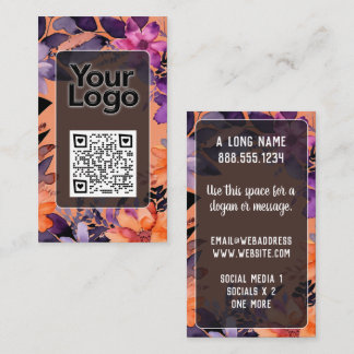Lila Orange Rosa Liljor QR-kod Logotyp  Visitkort