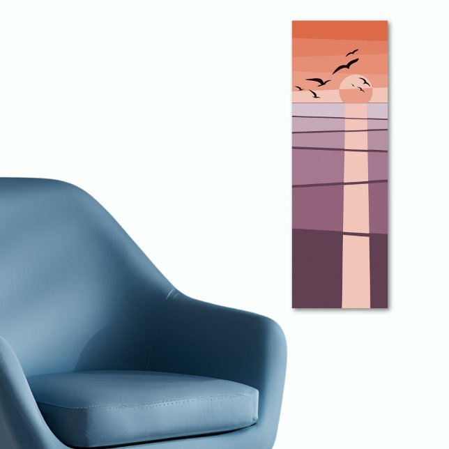 Lila Orange Seabirds at Sunset Vector Art Poster (Purple Orange Seabirds at Sunset Vector Art Poster)