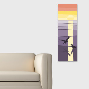 Lila Orange Sjöfåglar i Shore Vector Art Poster