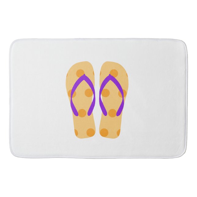 Lila Orange Sommar Beach Flinflip flops Bath Mat Badrumsmatta (Framsidan)