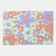 Lila Orange Teal Tropical Blommigt Botaniskt