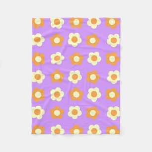 Lila Orange Tropical Blommigt Botanical Summer Fleecefilt