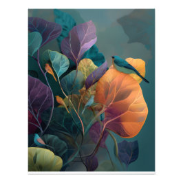 Lila Orange Tropiska Fåglar & Botanisk Foto