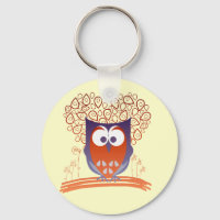 Lila Orange Viktigt Cute Uggla Keychain