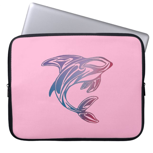 Lila Orca Whale Tattoo Rosa Laptop Fodral (Framsidan)