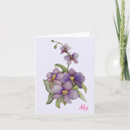 Lila Orchid-anteckningskort Helgkort